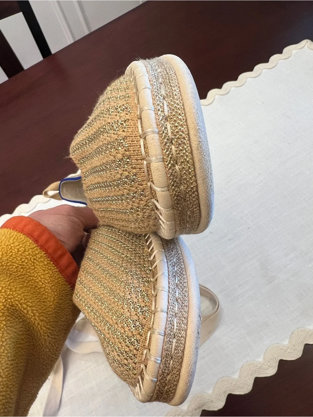 Rothy's Gold Knit Espadrille Slip-On Flats Woman’s 8
